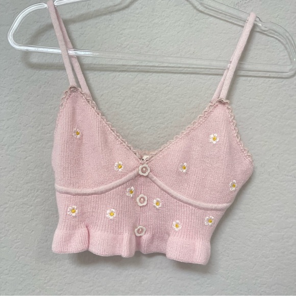 For Love & Lemons Cardigan & Bralette Pink Set Size Small - Picture 6 of 6